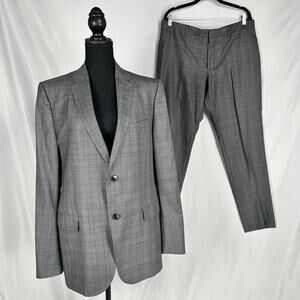 Gucci Men's Grey Plaid Wool Suit Set Size 54R